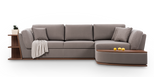 Softy sectional sofa-bed with shelves and table