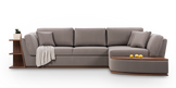 Softy sectional sofa-bed with shelves and table