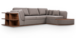 Softy sectional sofa-bed with shelves and table