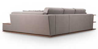 Softy sectional sofa-bed with shelves and table