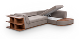 Softy sectional sofa-bed with shelves and table